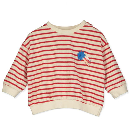 Baby Sweatshirt Lucky Star Embroidery Stripes Offwhite