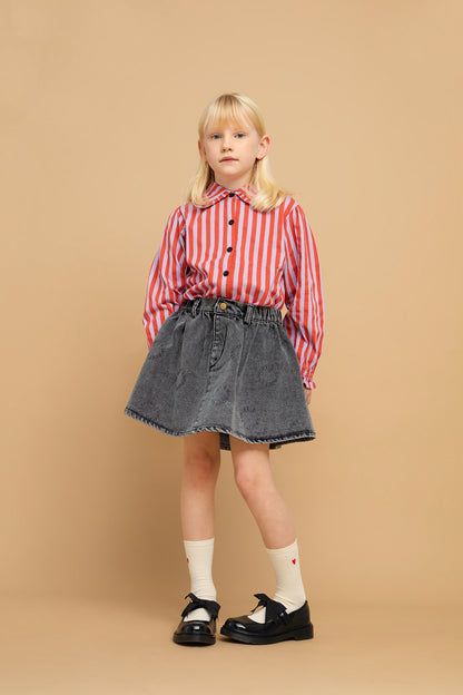 Denim Skirt Sproet Print Washed Black