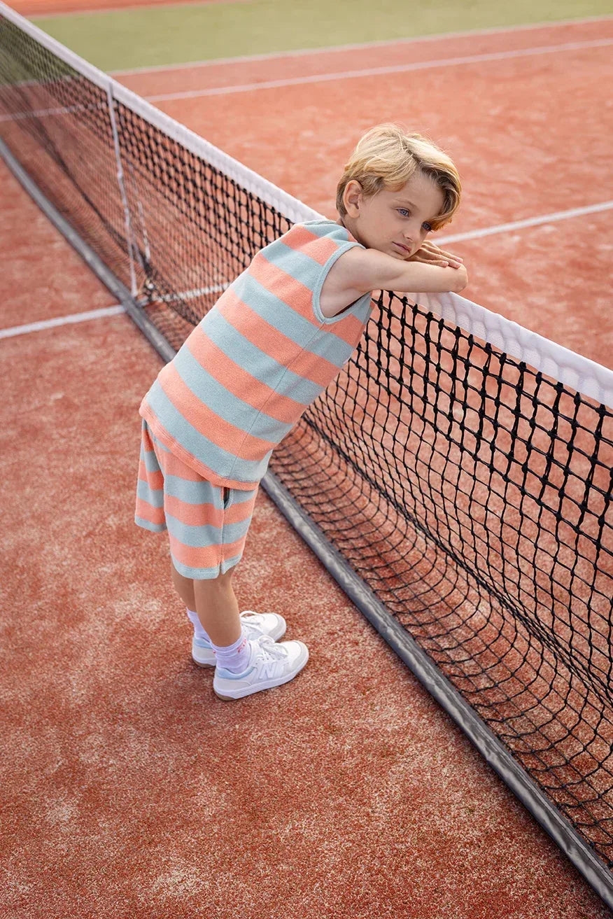 Terry Shorts Block Stripes Silt Green - Sproet &amp; Sprout