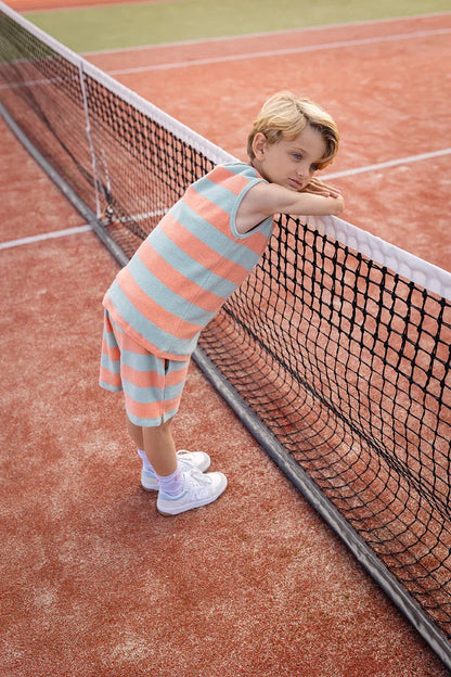 Terry Shorts Block Stripes Silt Green - Sproet &amp; Sprout