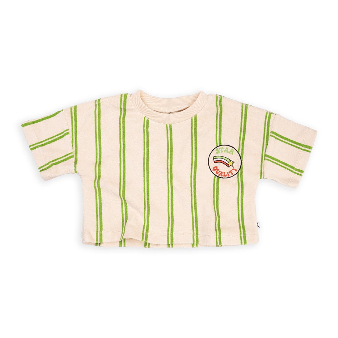 Cropped Shirt With Embroidery Stripes Green