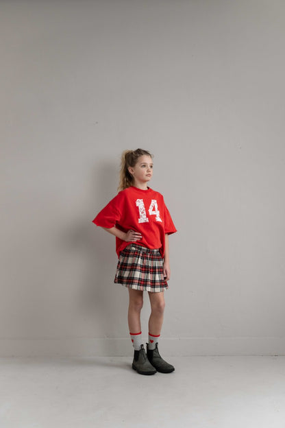 Stella Skirt Ivory Off Black Red Check