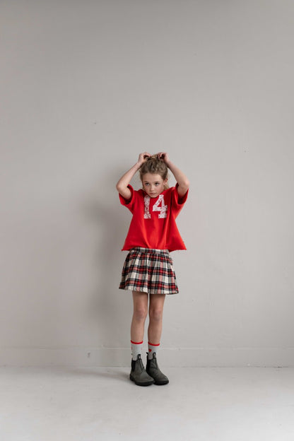 Stella Skirt Ivory Off Black Red Check