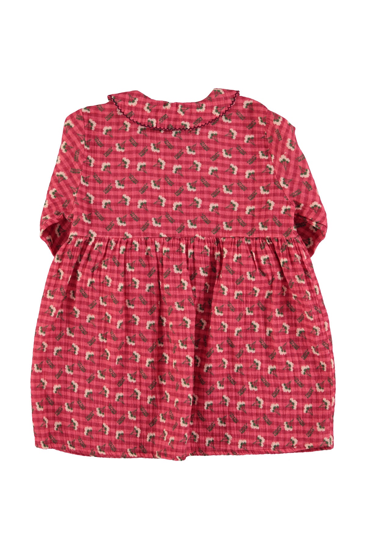 Short Dress Pink Checkered With Flowers