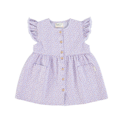 Short Dress Ruffles On Shoulders Lavender Animal Print