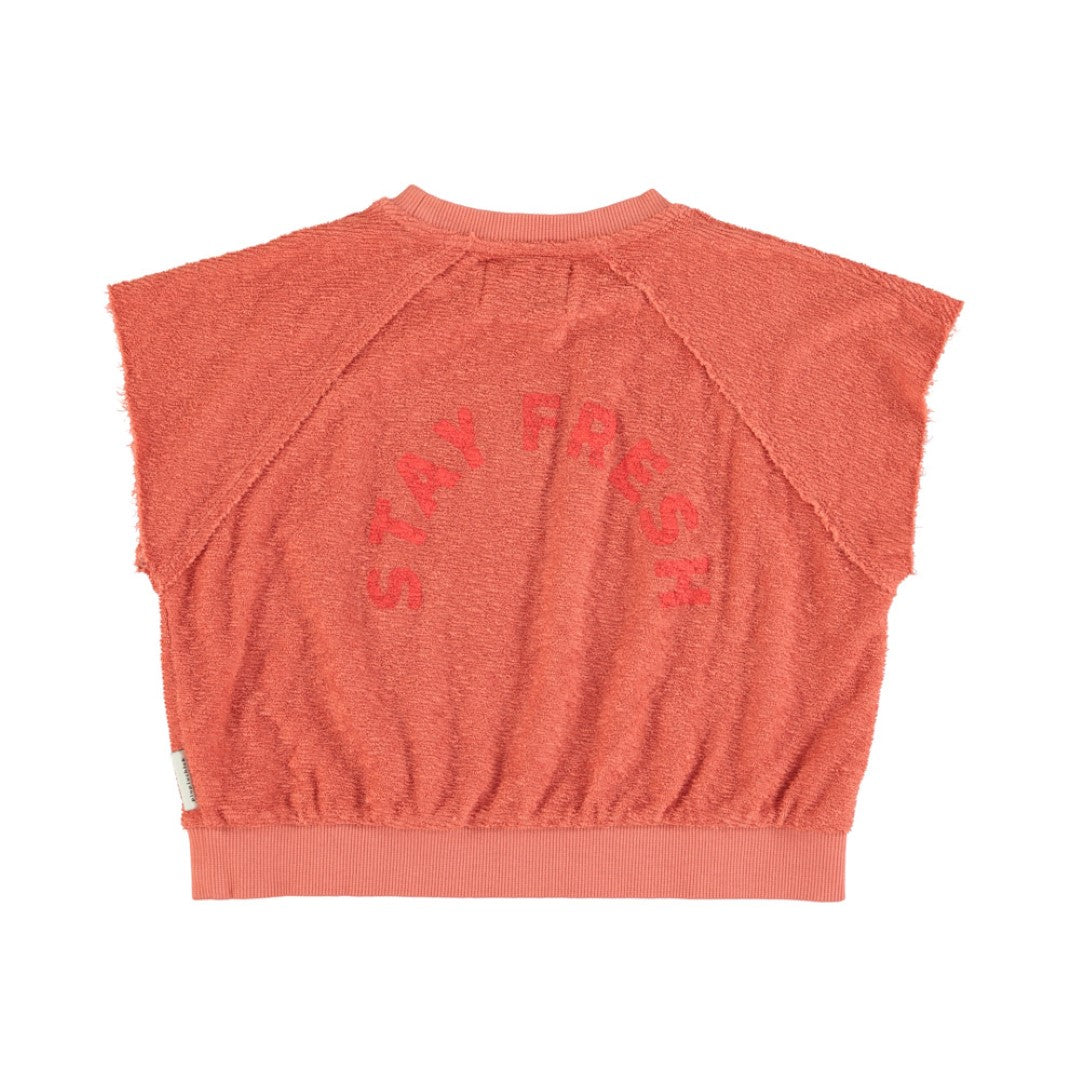 Sleeveless Sweatshirt Terracotta Apple Print