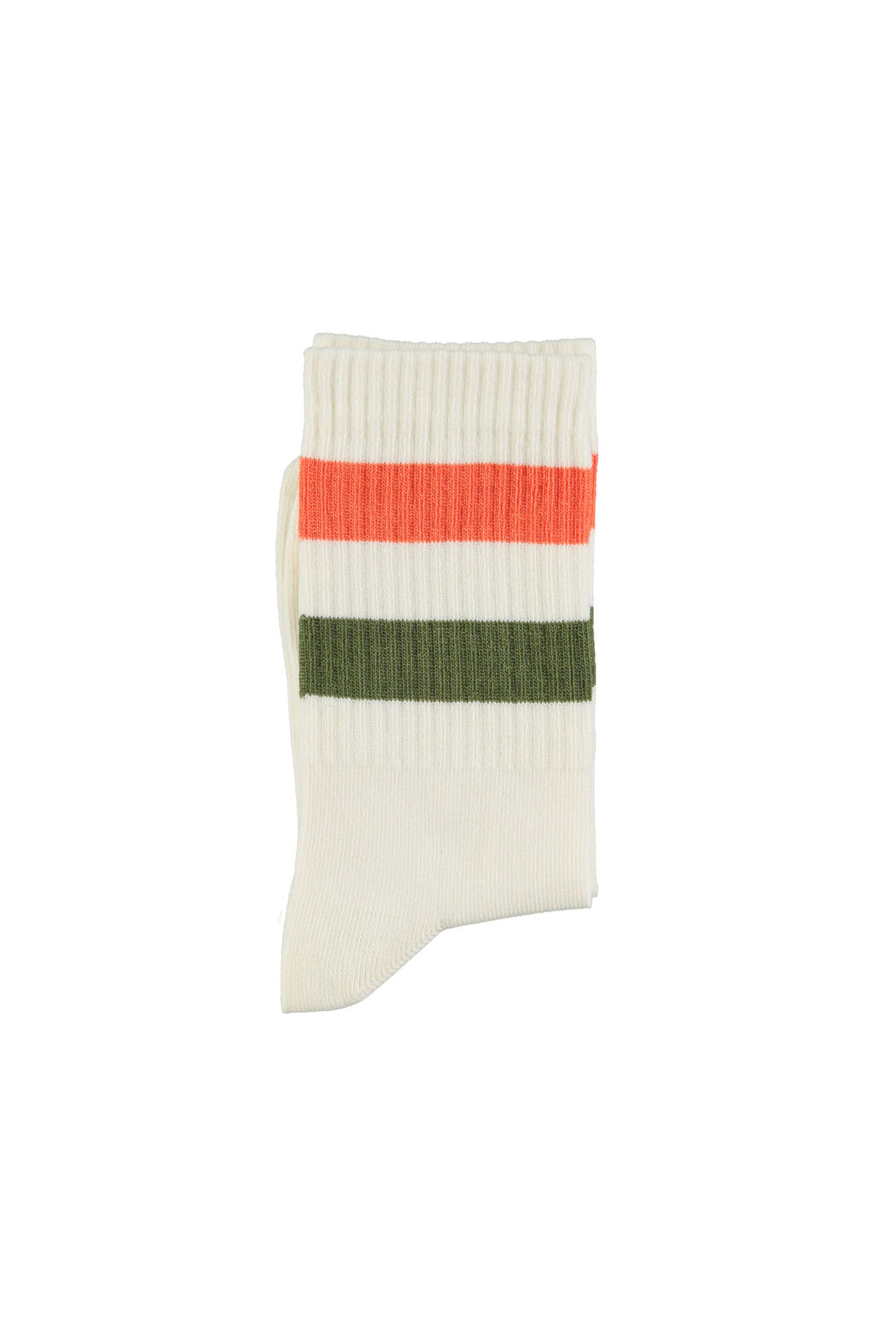 Socks Ecru Green &amp; Orange Stripes