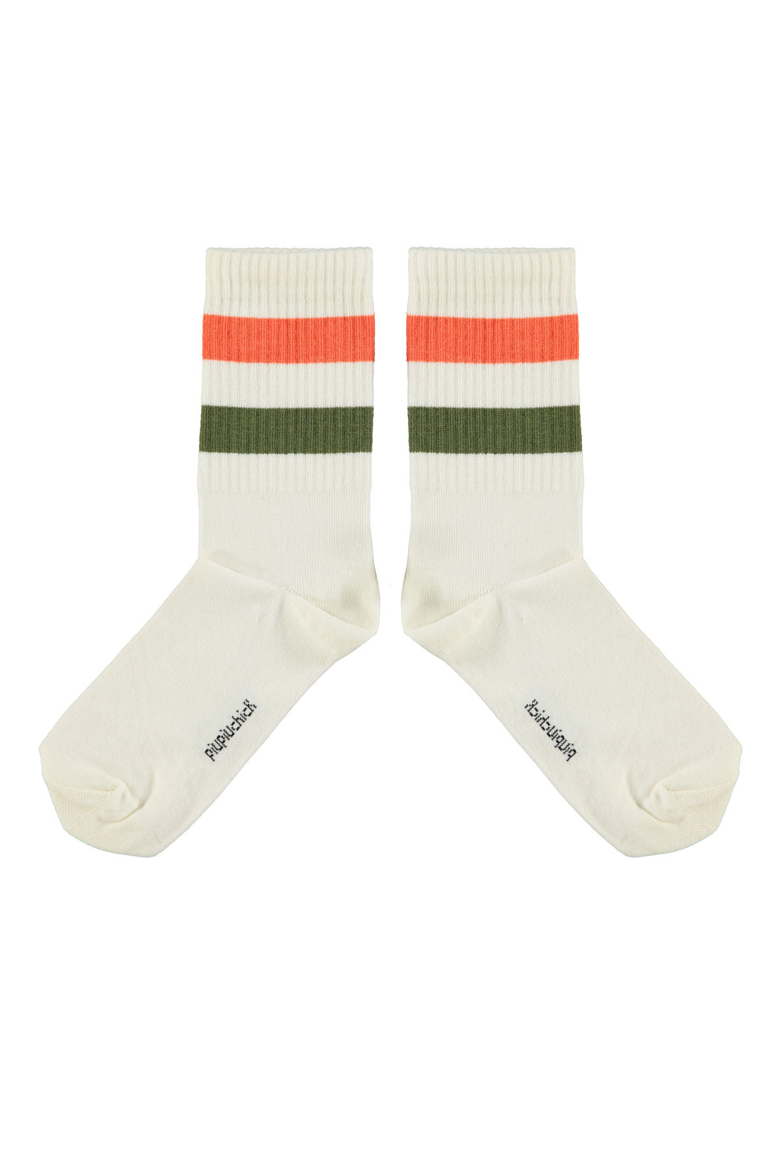 Socks Ecru Green &amp; Orange Stripes