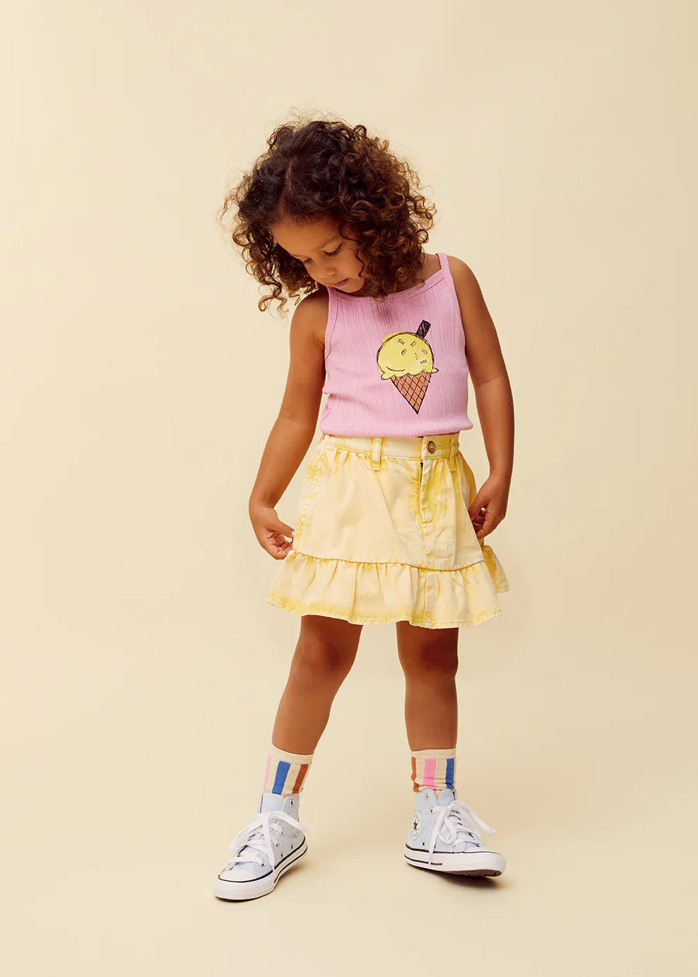 Denim Peplum Skirt Pastel Yellow - Sproet &amp; Sprout