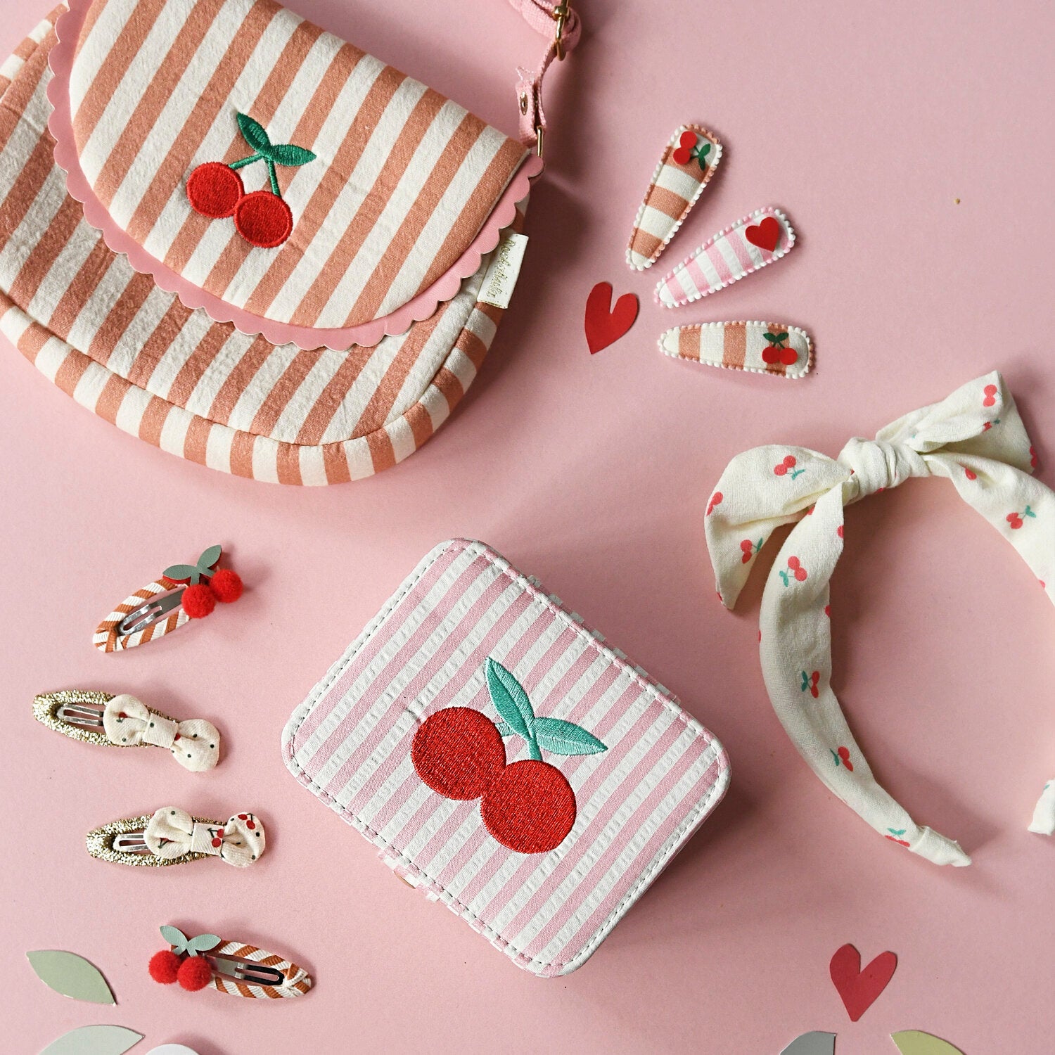 Stripy Cherry Clips