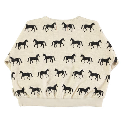 Sweatshirt Ecru Black Horses