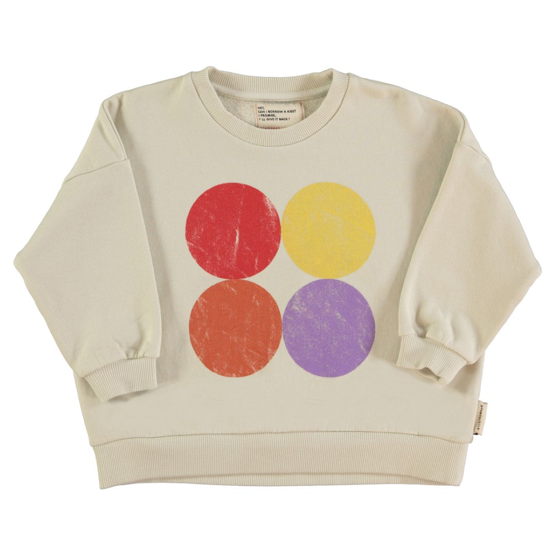 Sweatshirt Ecru Multicolor Circles Print