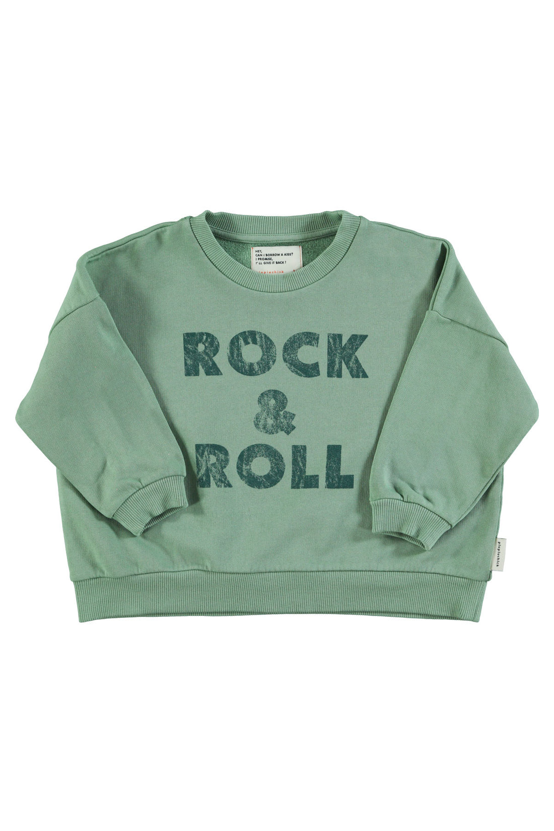 Sweatshirt Green With Rock &amp; Roll Print