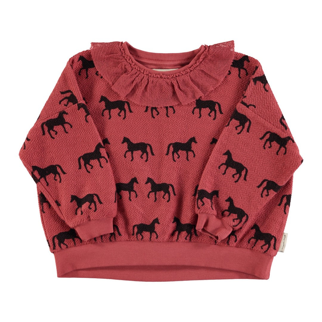 Sweatshirt Old Pink Black Horses