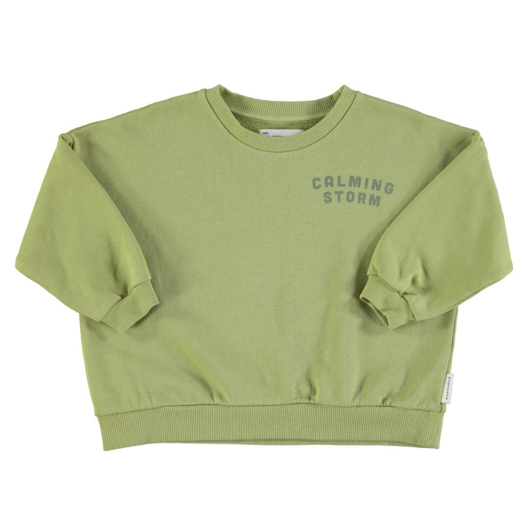 Sweatshirt Sage Green With Calming Storm Print