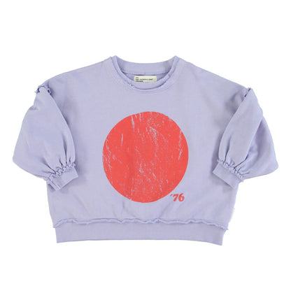 Sweatshirt Balloon Sleeves Lavender Red Circle Print