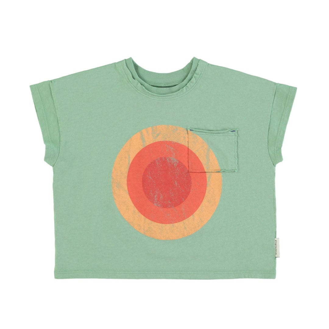 T-shirt Green Multicolor Circle Print