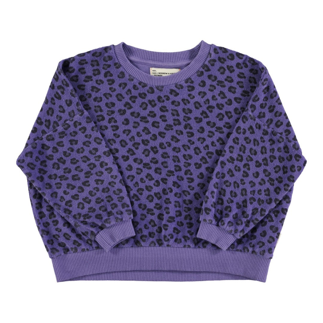 Sweatshirt Cotton Sweatshirt Purple Animal Print