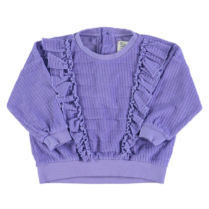 Terry Cotton Sweatshirt Purple With Frills