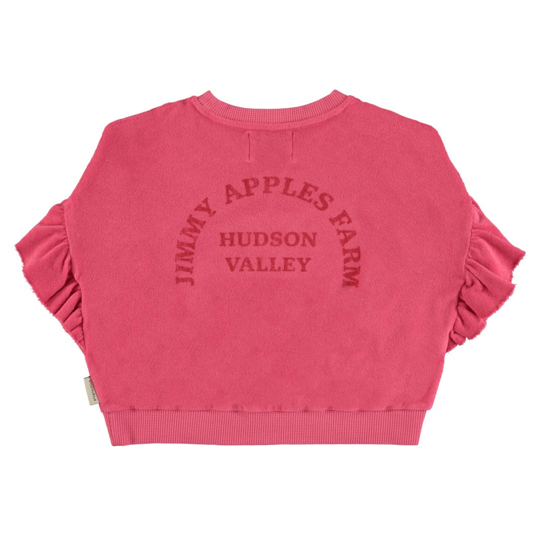 Terry Cotton Sweatshirt Strawberry Pink Red Apple Print