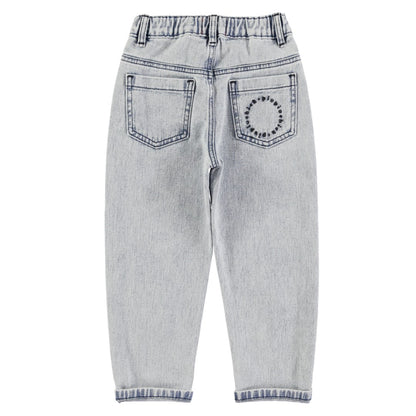 Unisex Denim Trousers Washed Light Blue Denim