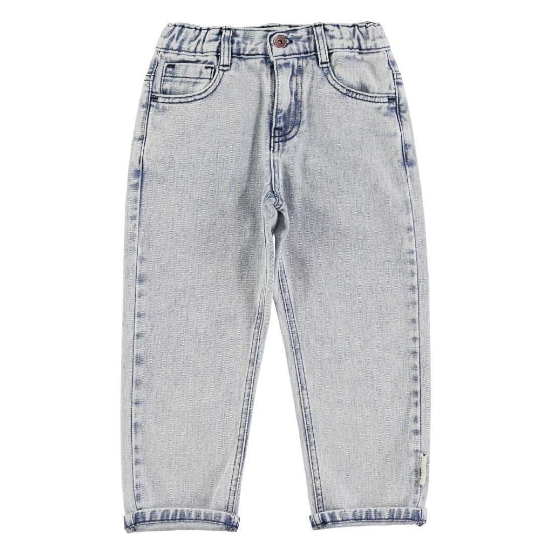 Unisex Denim Trousers Washed Light Blue Denim