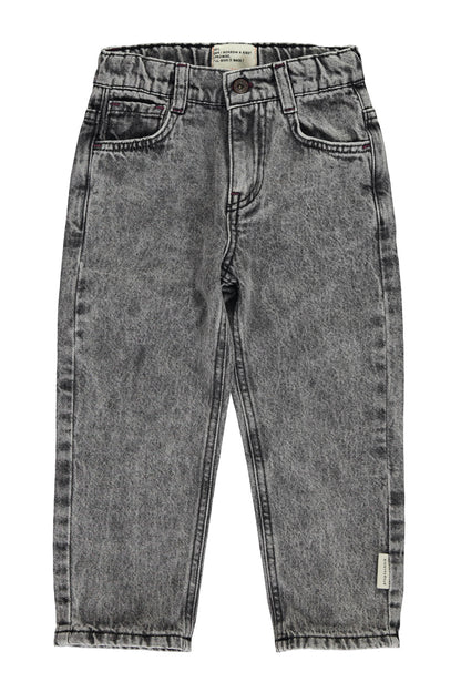 Unisex Trousers Washed Black Denim