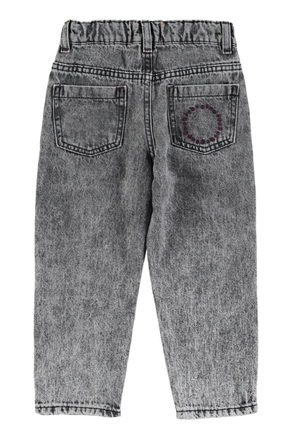 Unisex Trousers Washed Black Denim