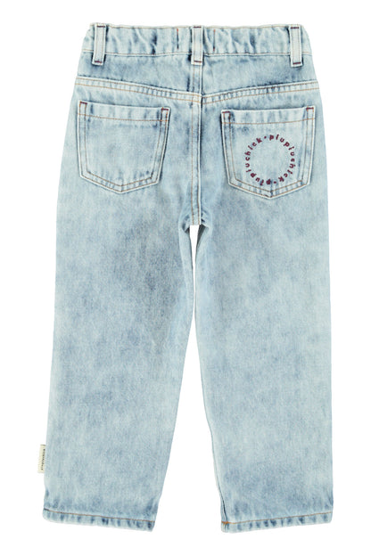 Unisex Trousers Washed Blue Denim