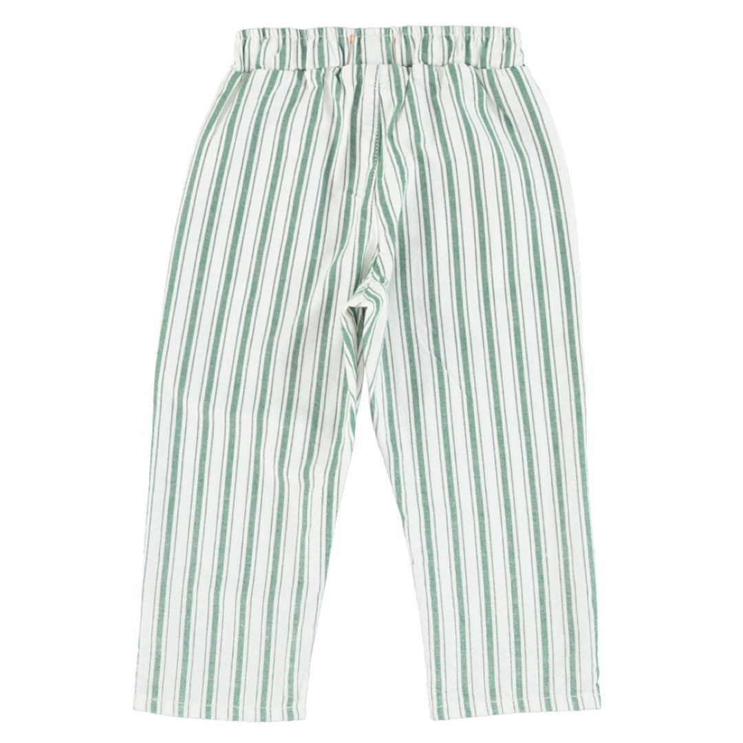 Unisex Trousers White Large Green Stripes