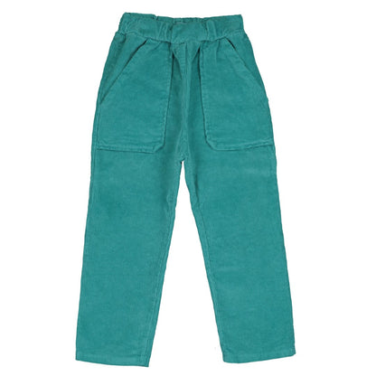 Corduroy Casual Pants Solid Green