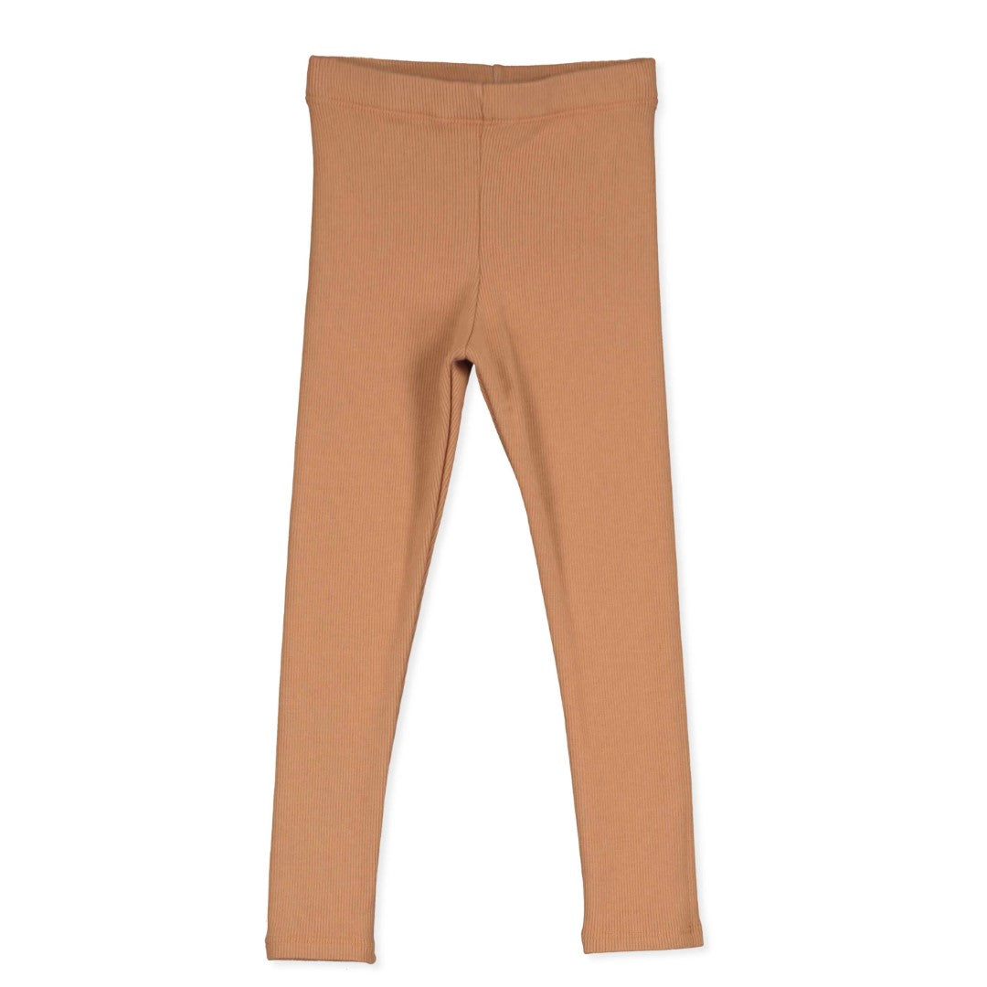 Rib Leggings Solid Brown
