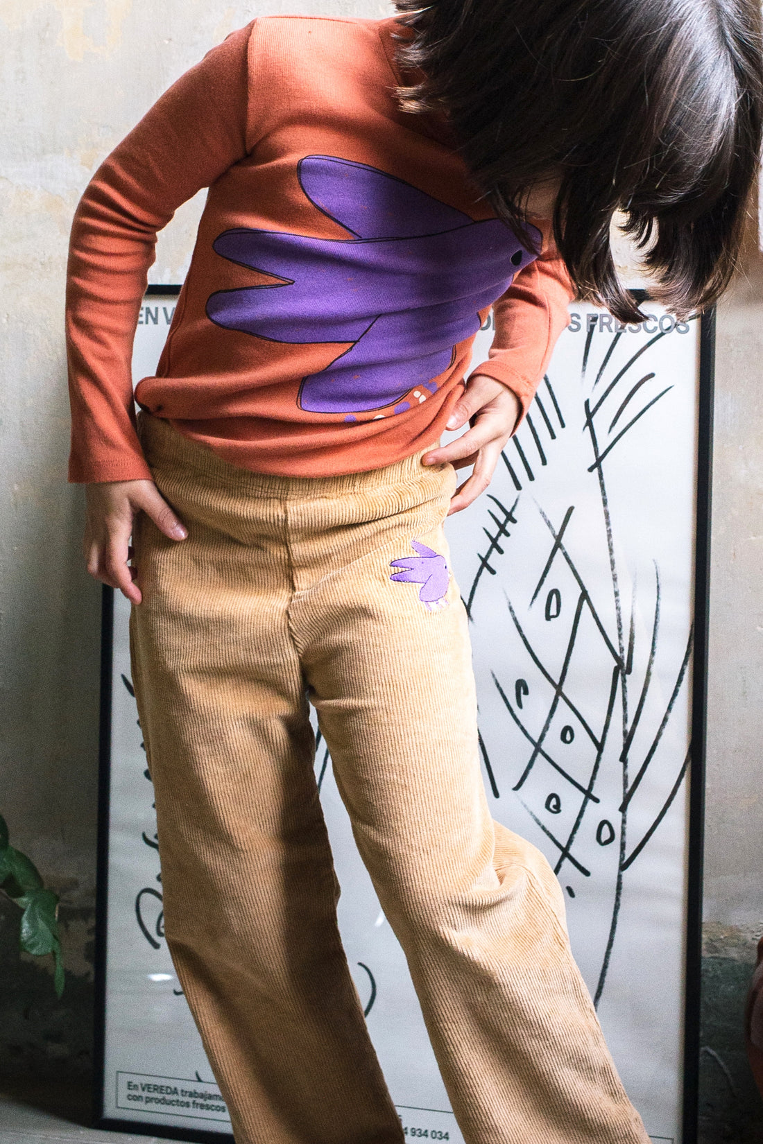 Corduroy Pants Flowing Birds Embroidery Toasted