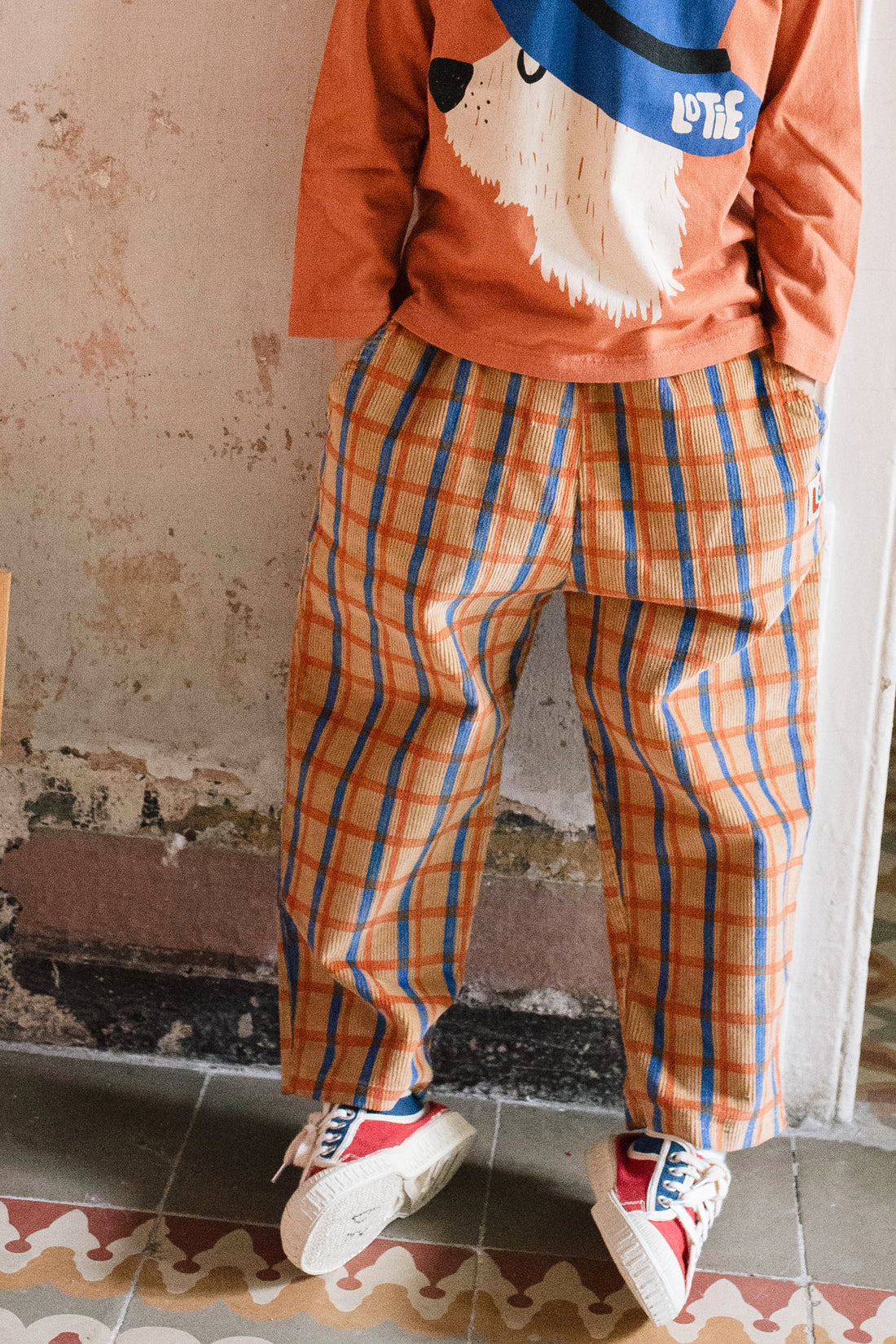 Corduroy Wide Pants Checks Toasted