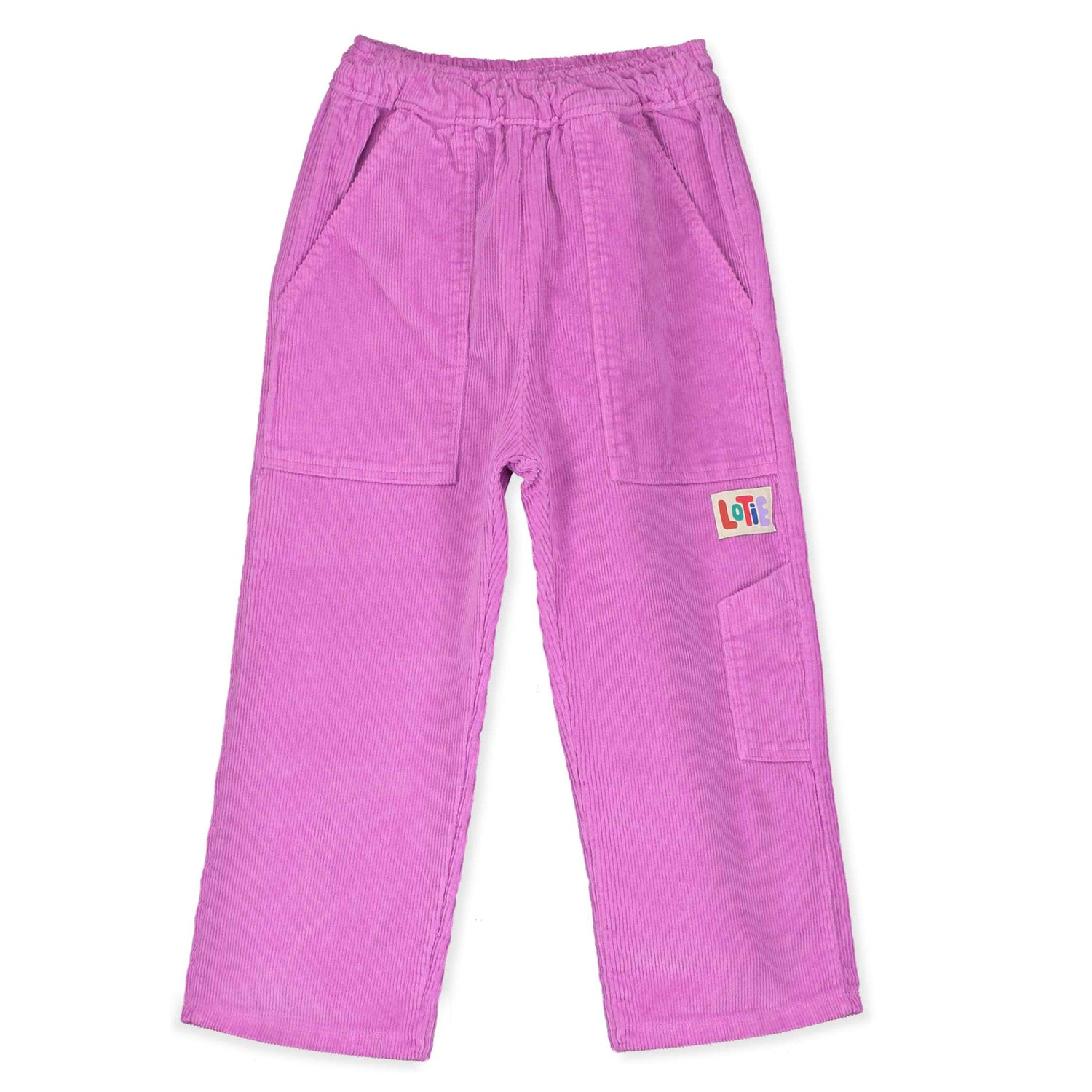 Corduroy Wide Casual Pants Solid Fucsia