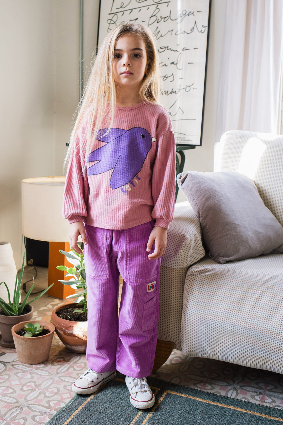 Corduroy Wide Casual Pants Solid Fucsia