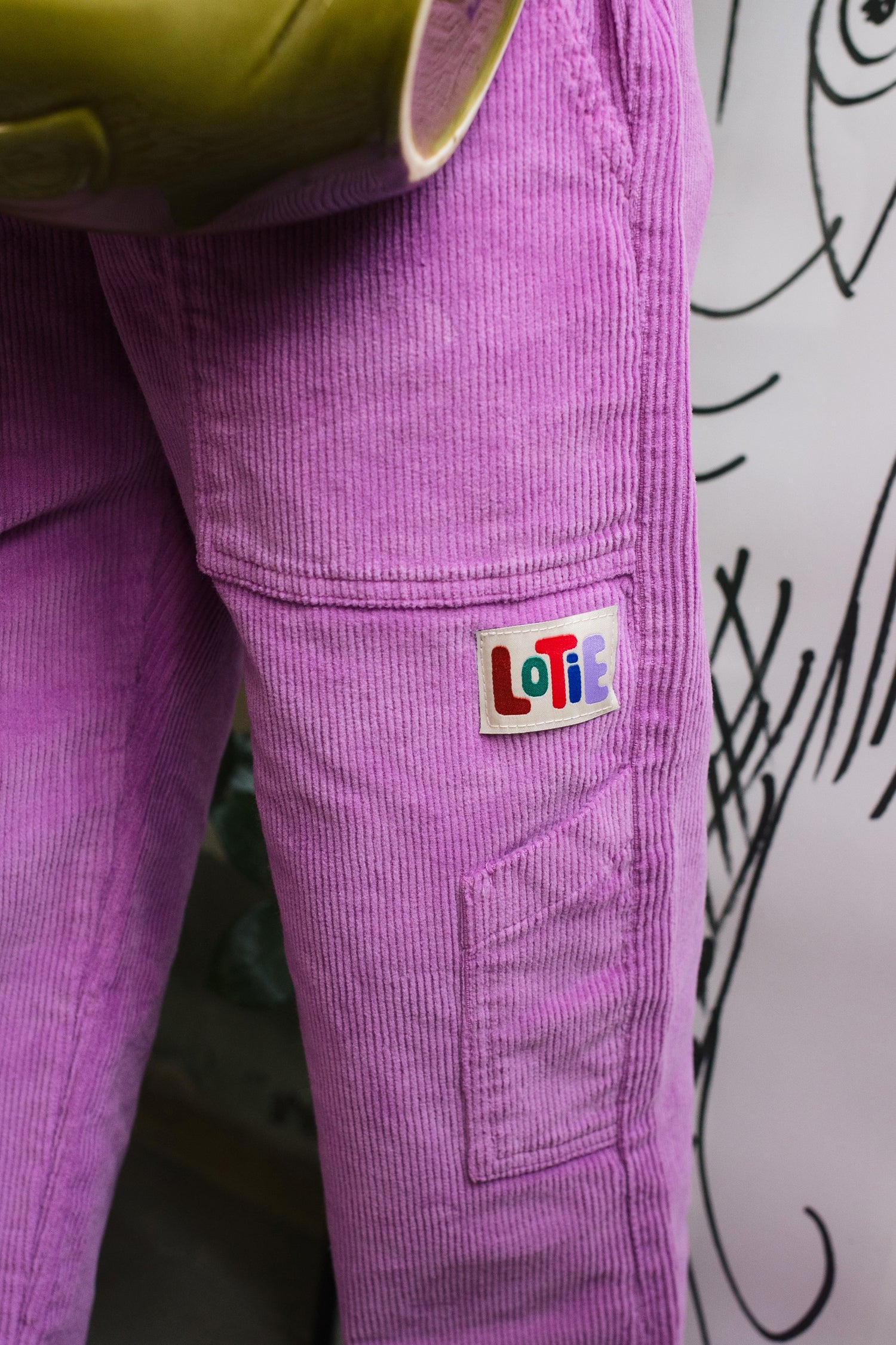 Corduroy Wide Casual Pants Solid Fucsia