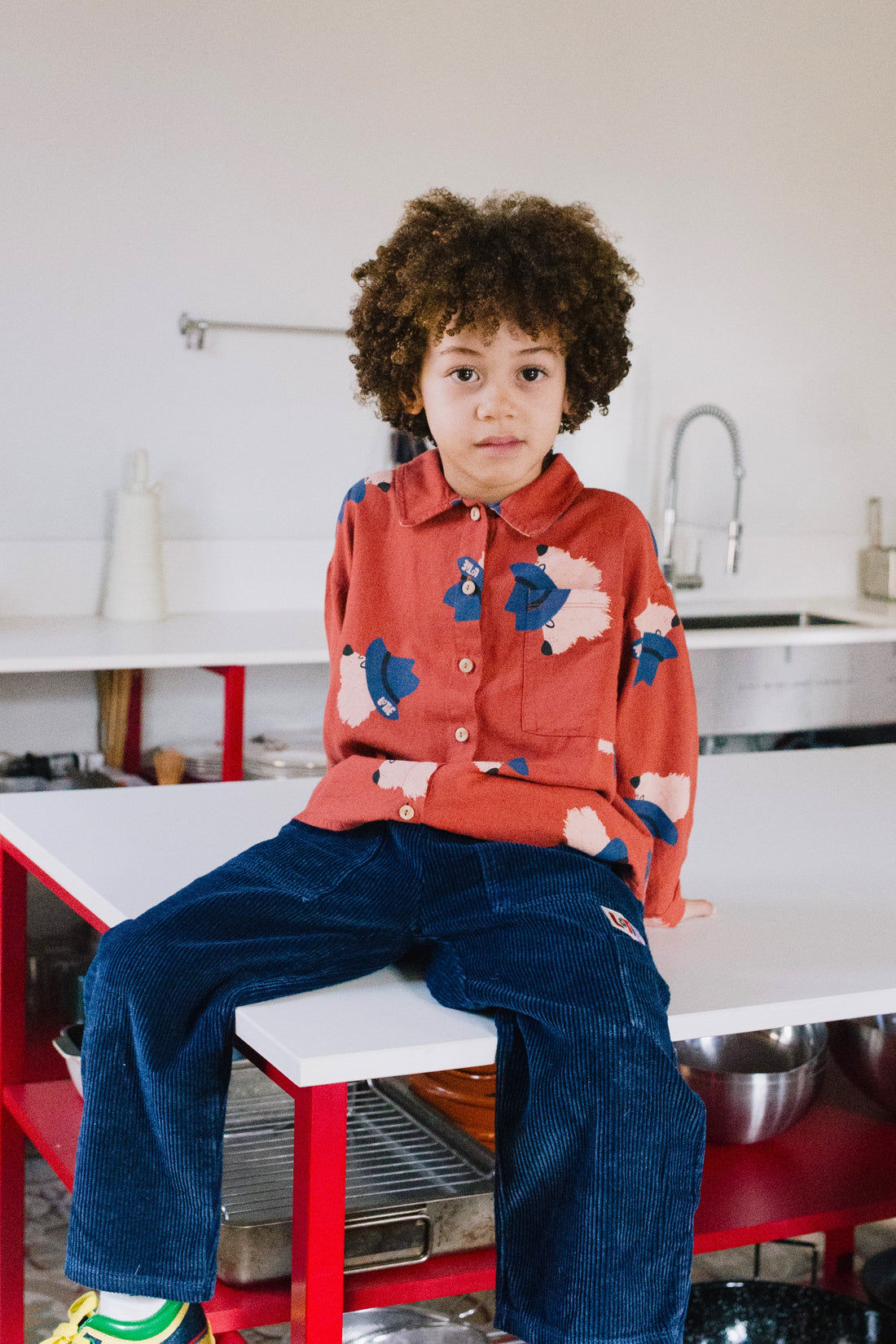 Corduroy Indigo Wide Casual Pants Solid Indigo