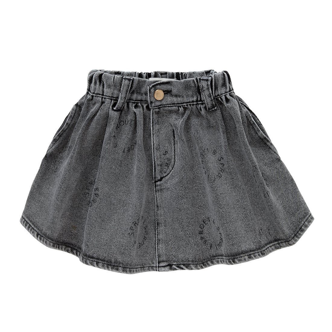 Denim Skirt Sproet Print Washed Black
