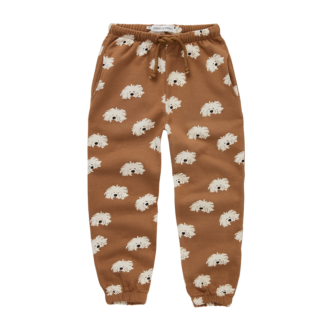 Sweatpants Moustache Dog Print Mocca