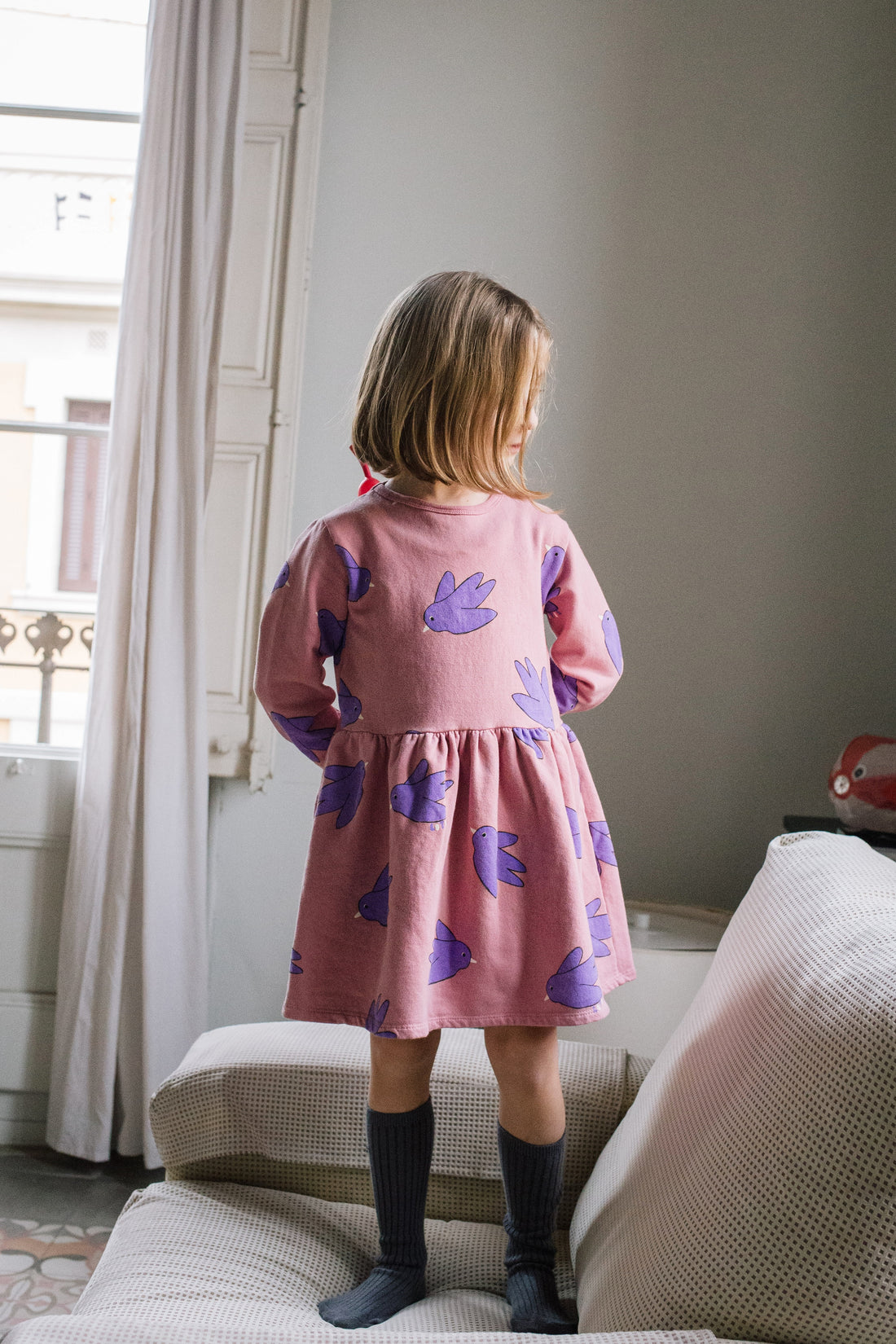 Dress Waist Seam Flowing Birds