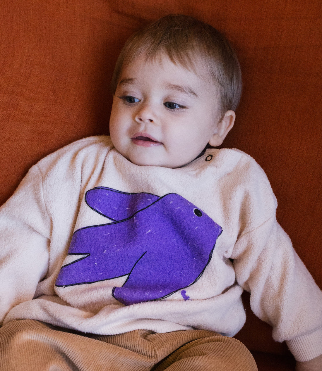 Baby Teddy Sweatshirt Flowing Bird Cream
