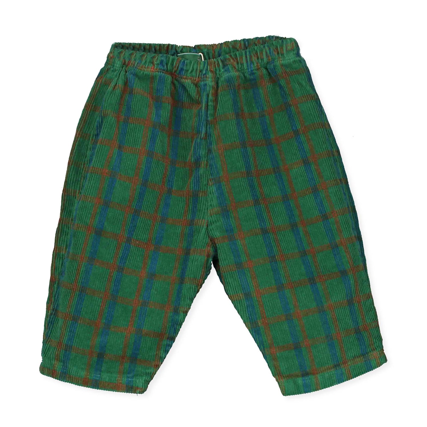 Baby Plaid Print Green Baby Wide Corduroy Pants