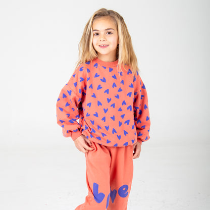 Hearts Coral Sweatshirt