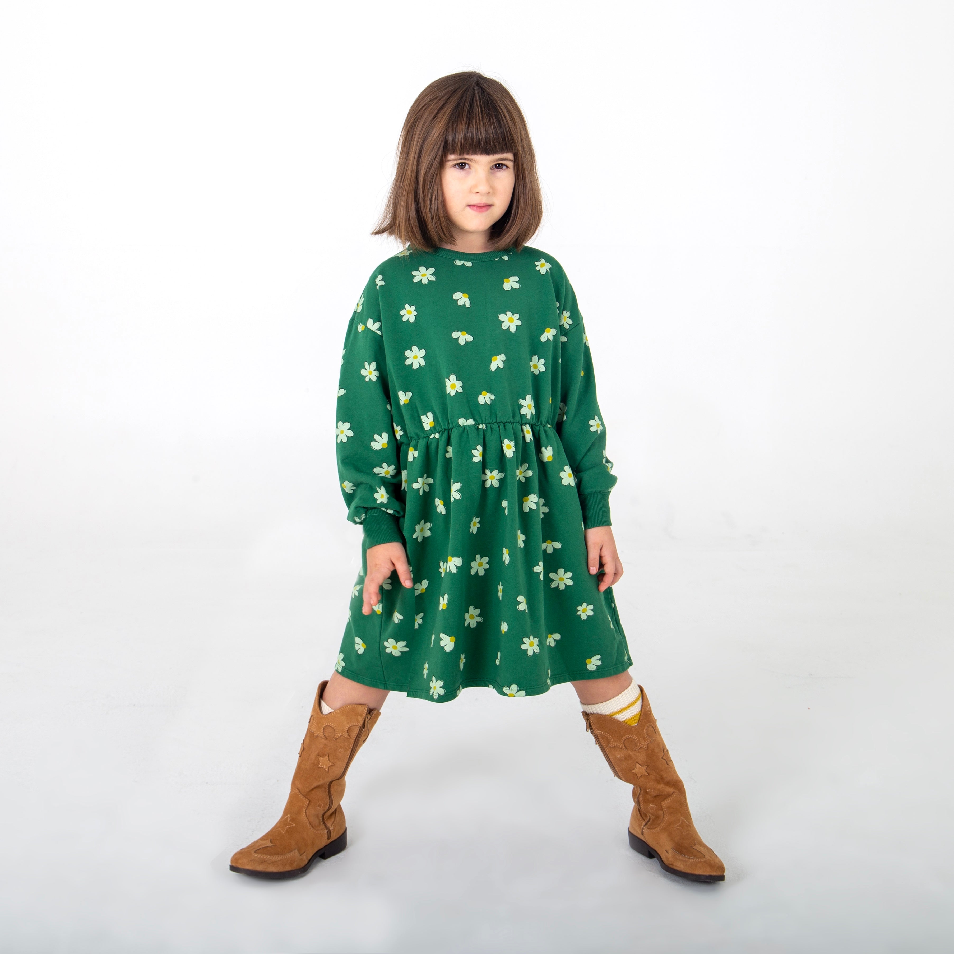 Green Daisies Relaxed Fit Dress