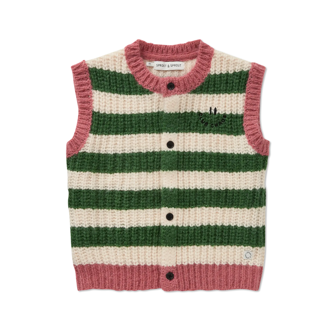 Knitted Vest Stripes Deep Green