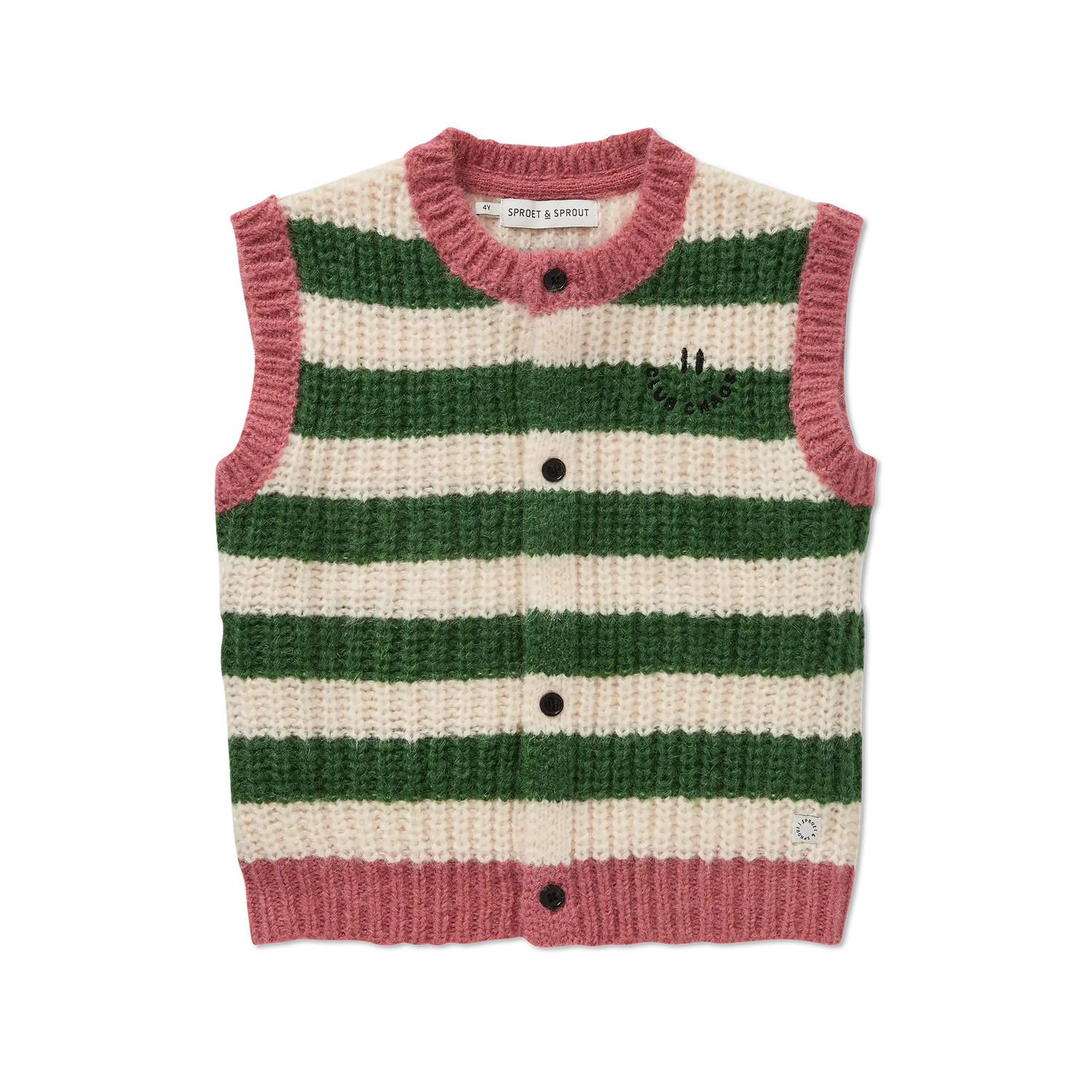 Knitted Vest Stripes Deep Green