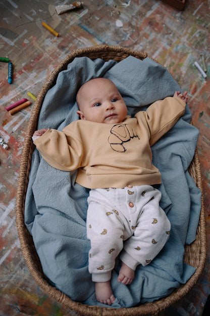 Baby Sweatpants Croissant Print Ivory Melee