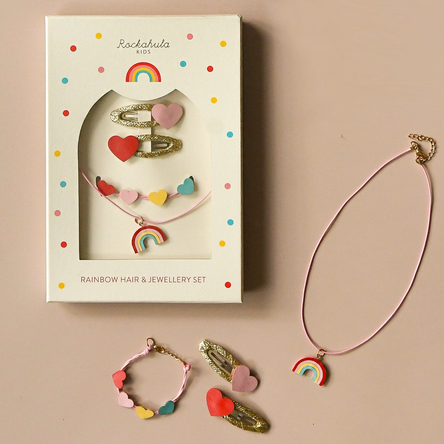 Vintage Rainbow Hair &amp; Jewellery Set