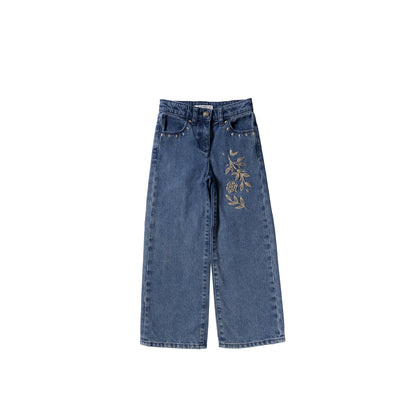Enthic Flower Wide Leg Jeans Medium Blue